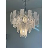 Italian Glass Chandelier Clear and Frosted Art Deco