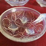 5 cups d'avesn france , art deco hazelnut pattern 11 cm , opalescent glass