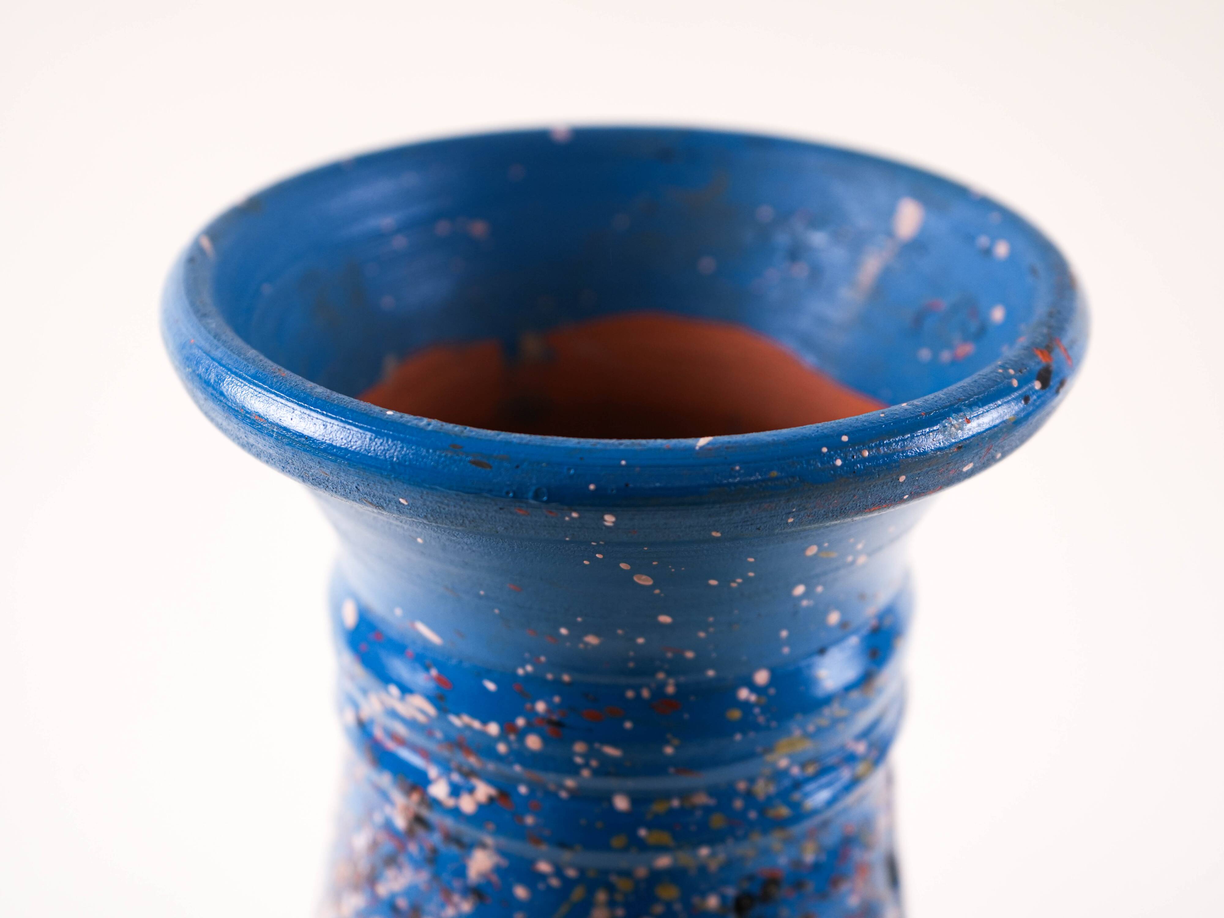 Vase en céramique bleue, design danois, années 1970, fabriqué au Danemark