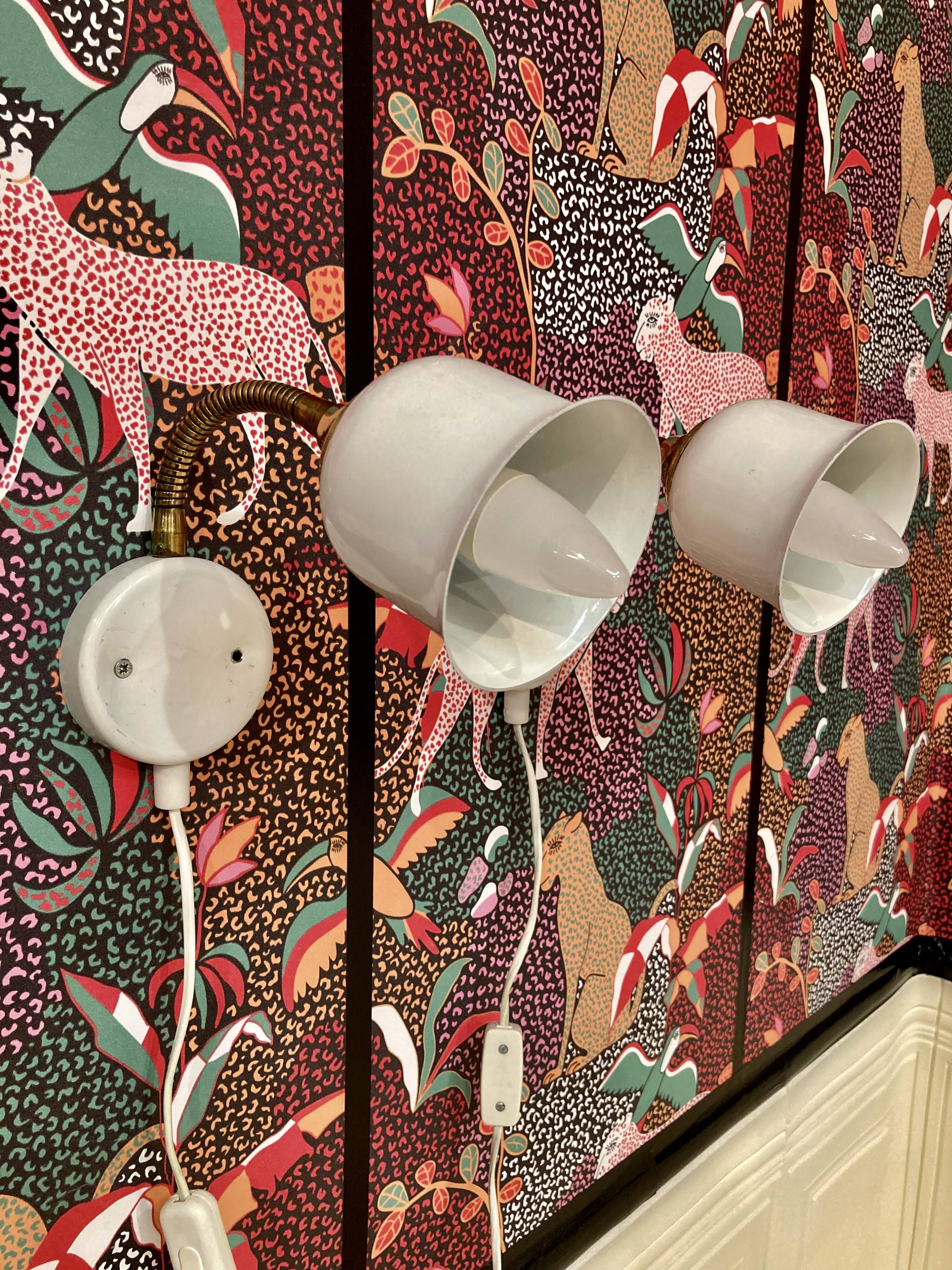 Pair of modular wall lights Scandinavian design 1960.