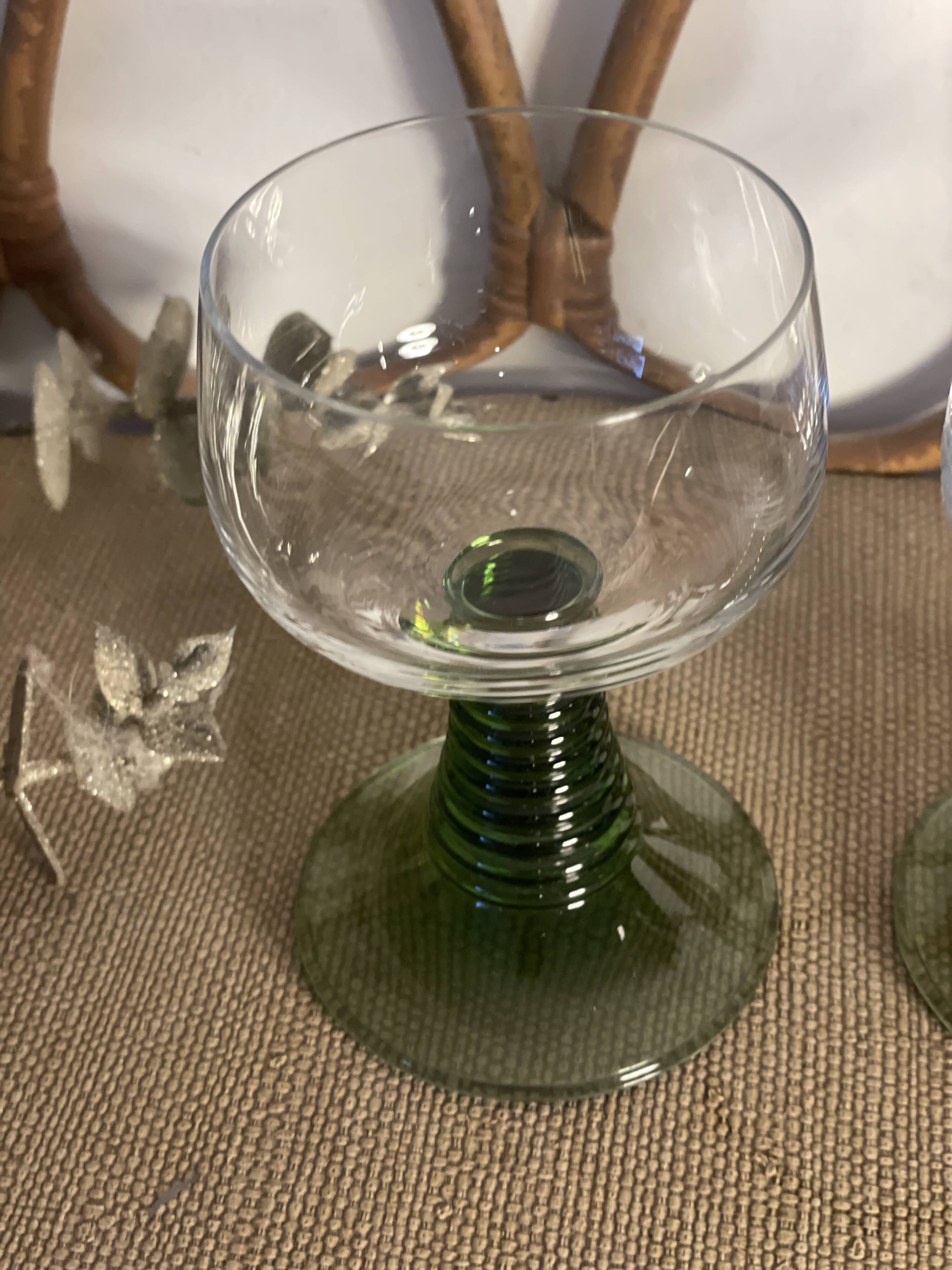 2 two-tone white wine glasses from the 1970s