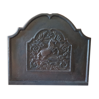Plaque de cheminée ancienne en fonte