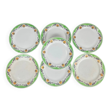 7 assiettes à dessert Sarreguemines "Maroussia", début XXe