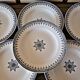 Saint Amand Primax flat plates, blue ironstone with Arabesque decoration.