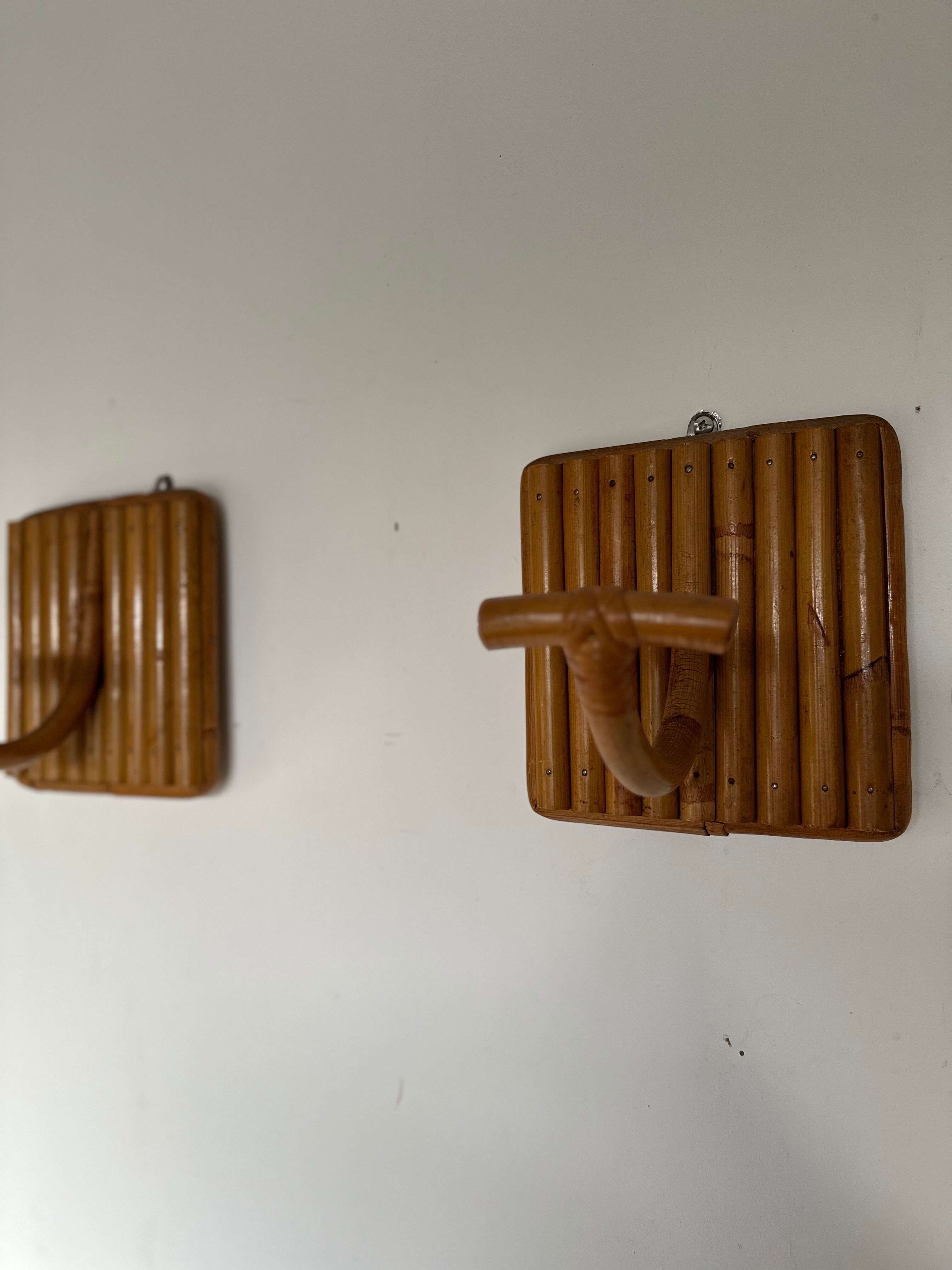 Pair patere vintage bamboo