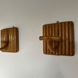 Pair patere vintage bamboo