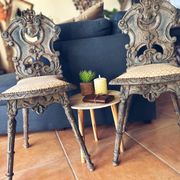 Pair of Louis XIII style chairs in patinated solid oak – piece