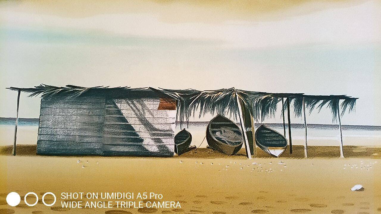 Michèle Battut (1946) - Art print - signed - 37 x 58 cm - boat on the beach