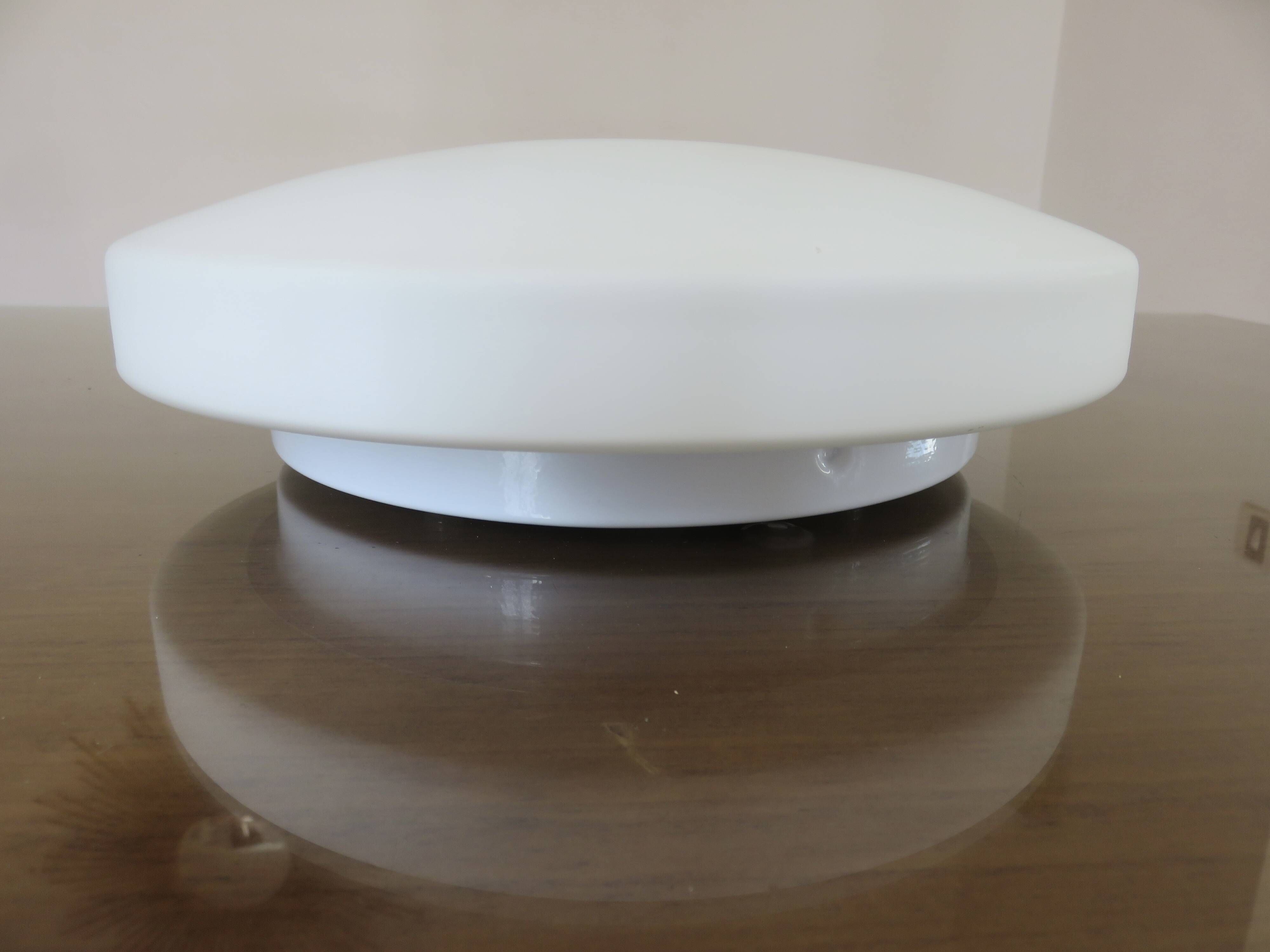 White opaline "pancake" ceiling light