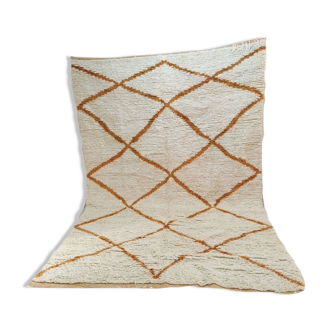 Tapis Berbère Marocain Beni Ourain Blanc et Or 294 x 200cm