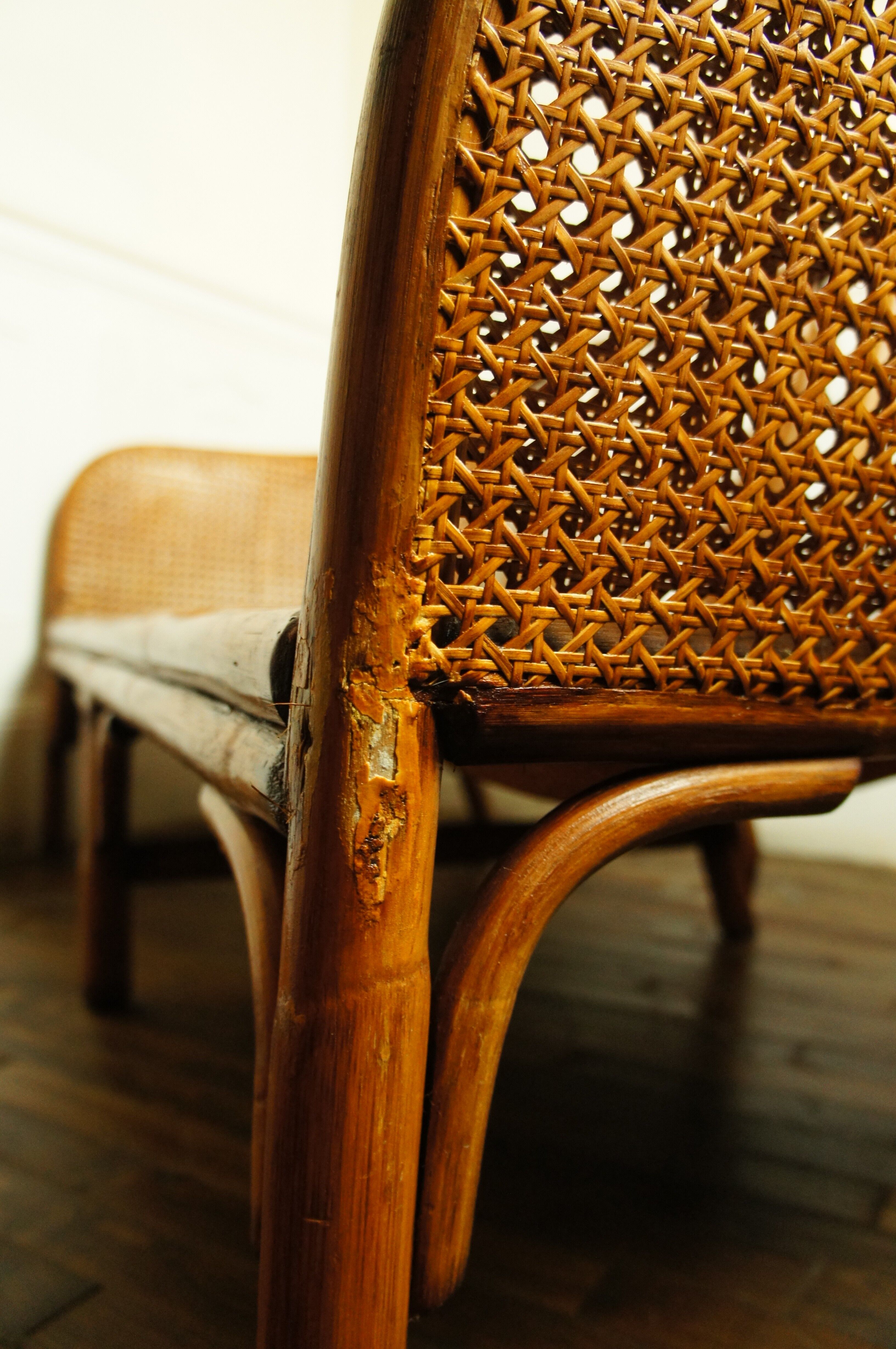 Rattan bench sofa and vintage canning