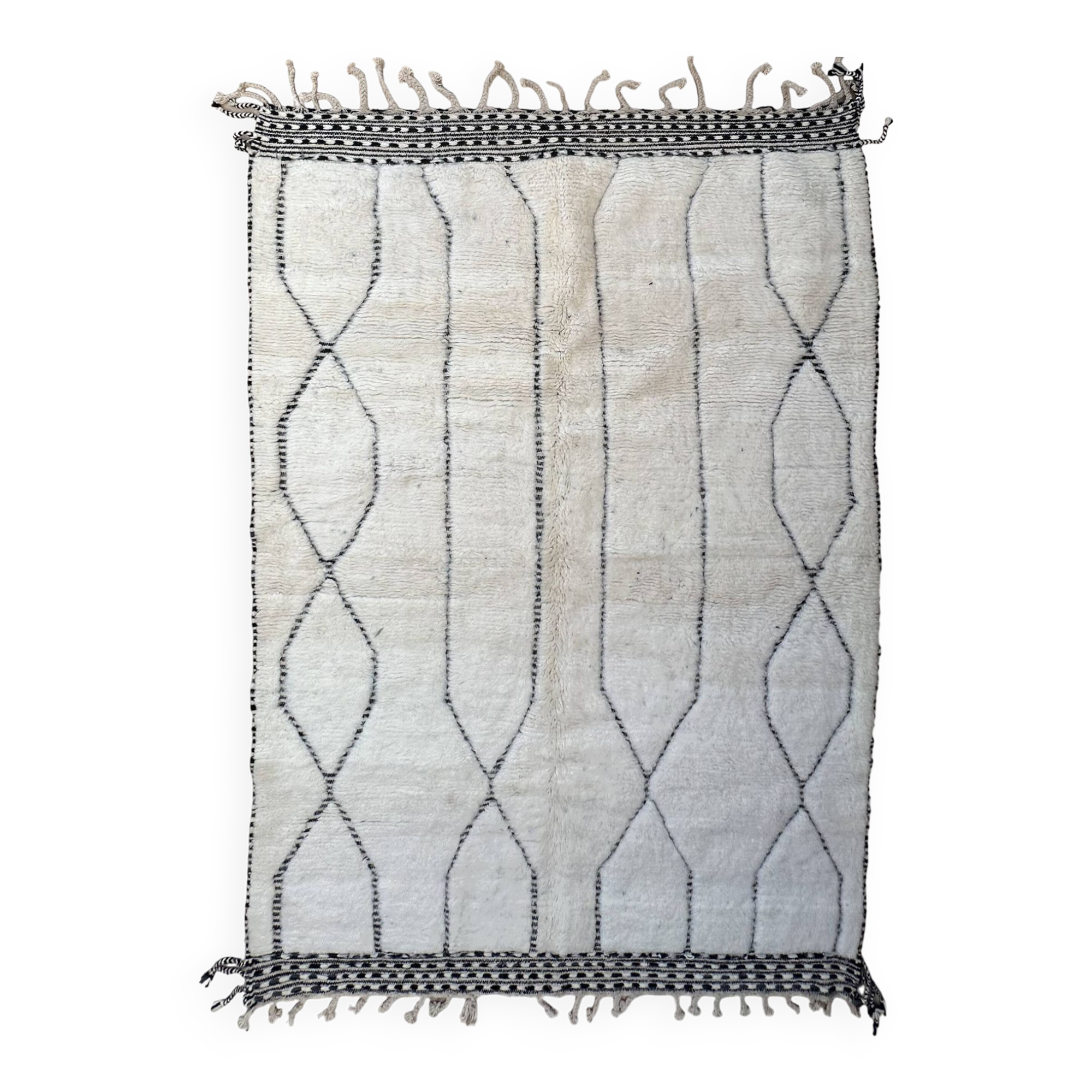 Tapis Berbère Beni Ourain blanc -  289 x 203 cm