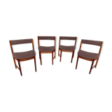 4 Scandinavian chairs made of teak and fabrics