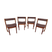 4 Scandinavian chairs made of teak and fabrics