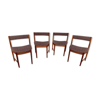 Set de 4 chaises scandinave en teck et tissus