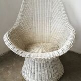 Braided rattan armchair