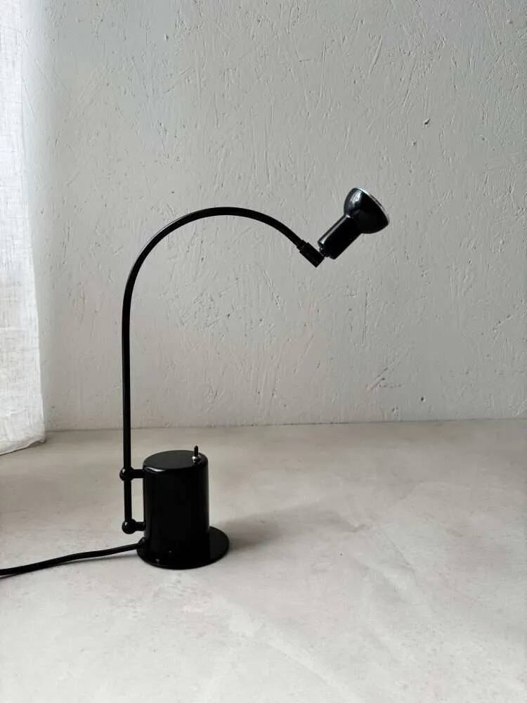 Minimalist Memphis design arc table lamp from the 80s.