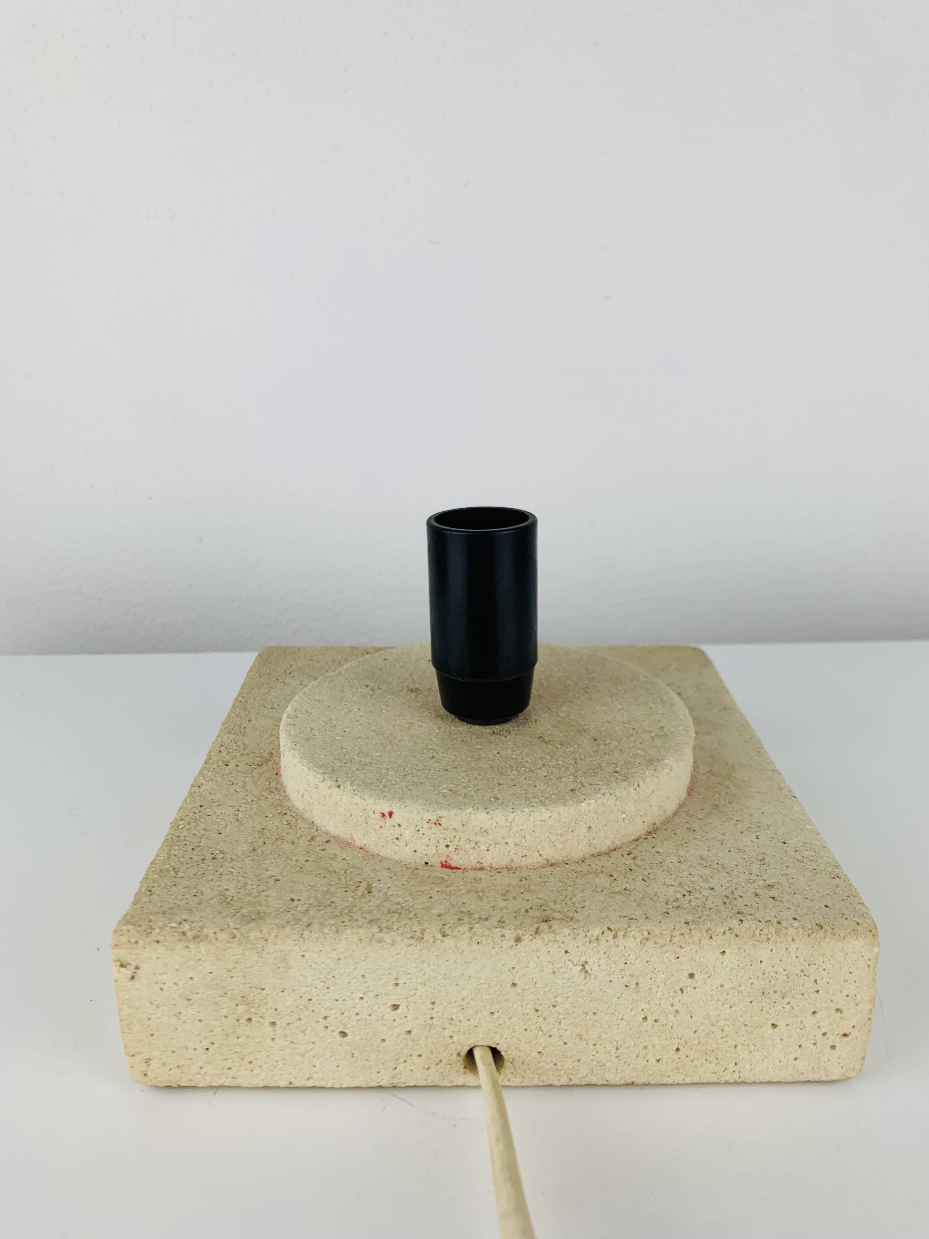 Red stone and fibreglass lamp, vintage