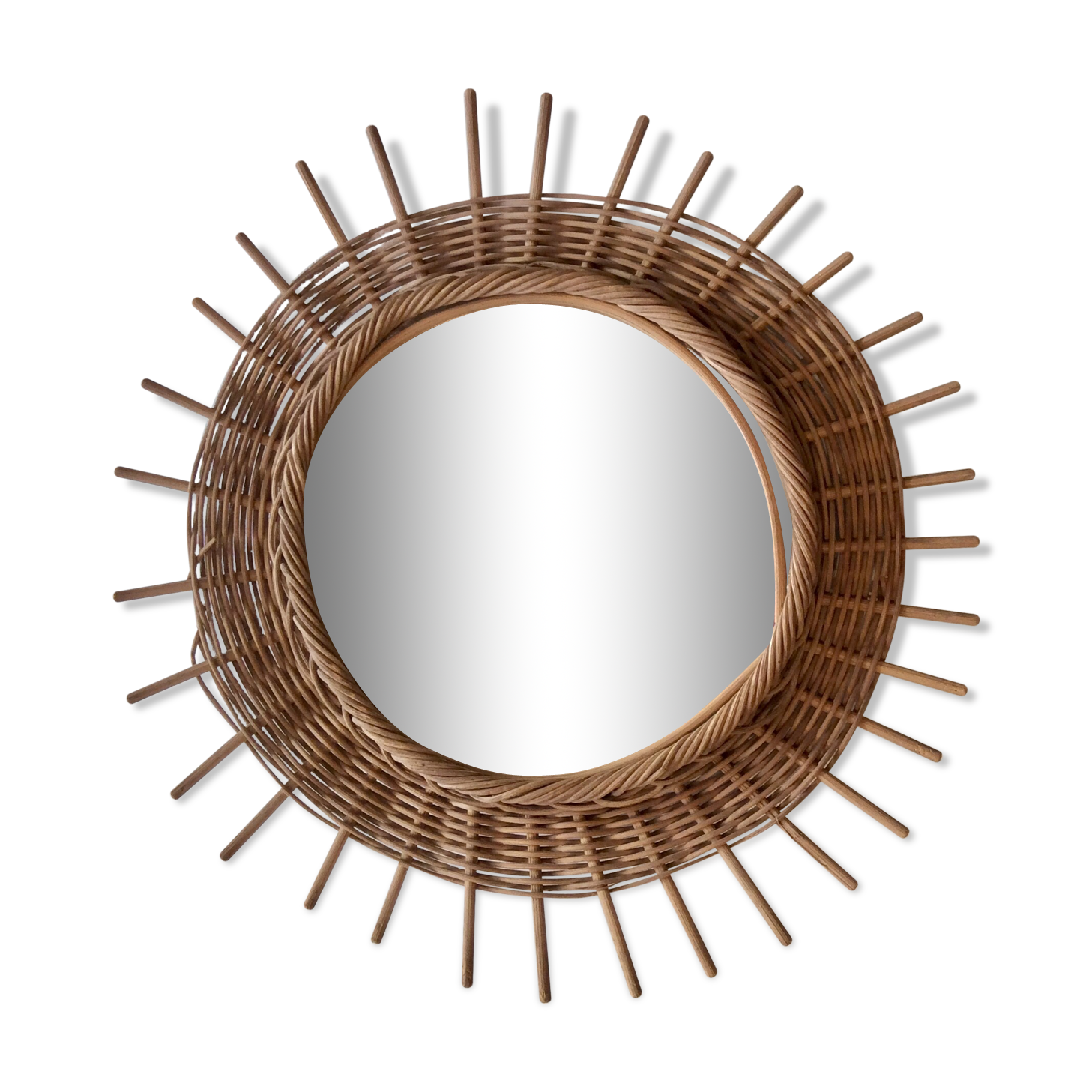 Vintage rattan sun mirror