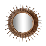 Vintage rattan sun mirror