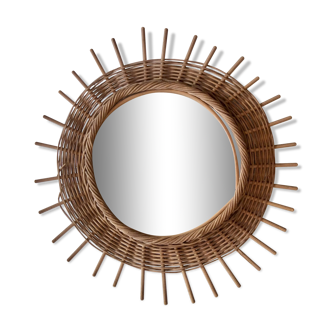 Vintage rattan sun mirror