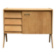Vintage sideboard with tapered legs, light oak, 1960s.