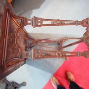 Bistro table over wood cast iron legs