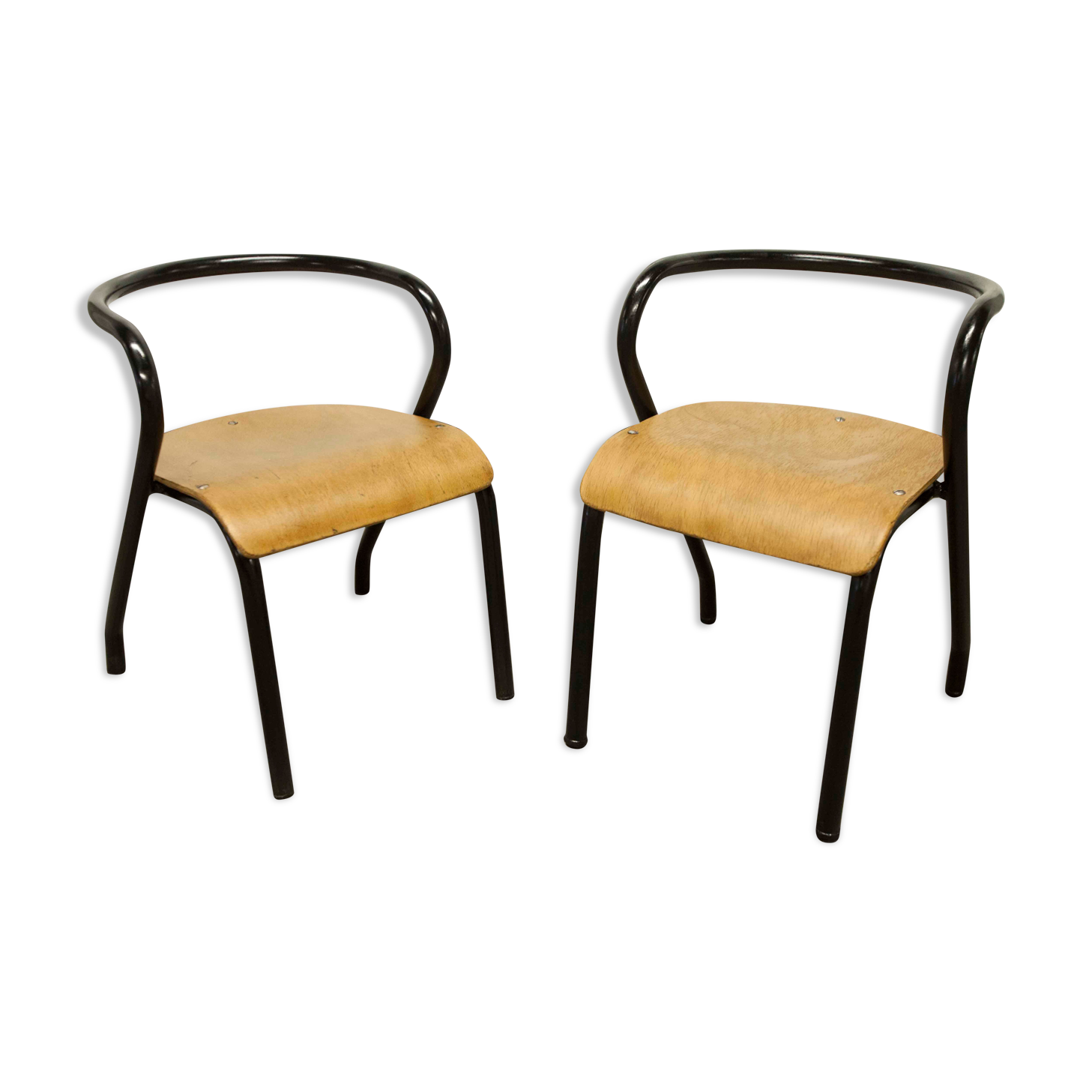Pair of Mullca 300 chairs by Jacques Hitier 1949 restored