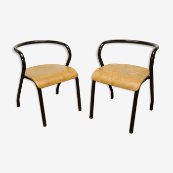 Pair of Mullca 300 chairs by Jacques Hitier 1949 restored