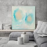 Tableau peinture abstrait "douces bulles" fait main