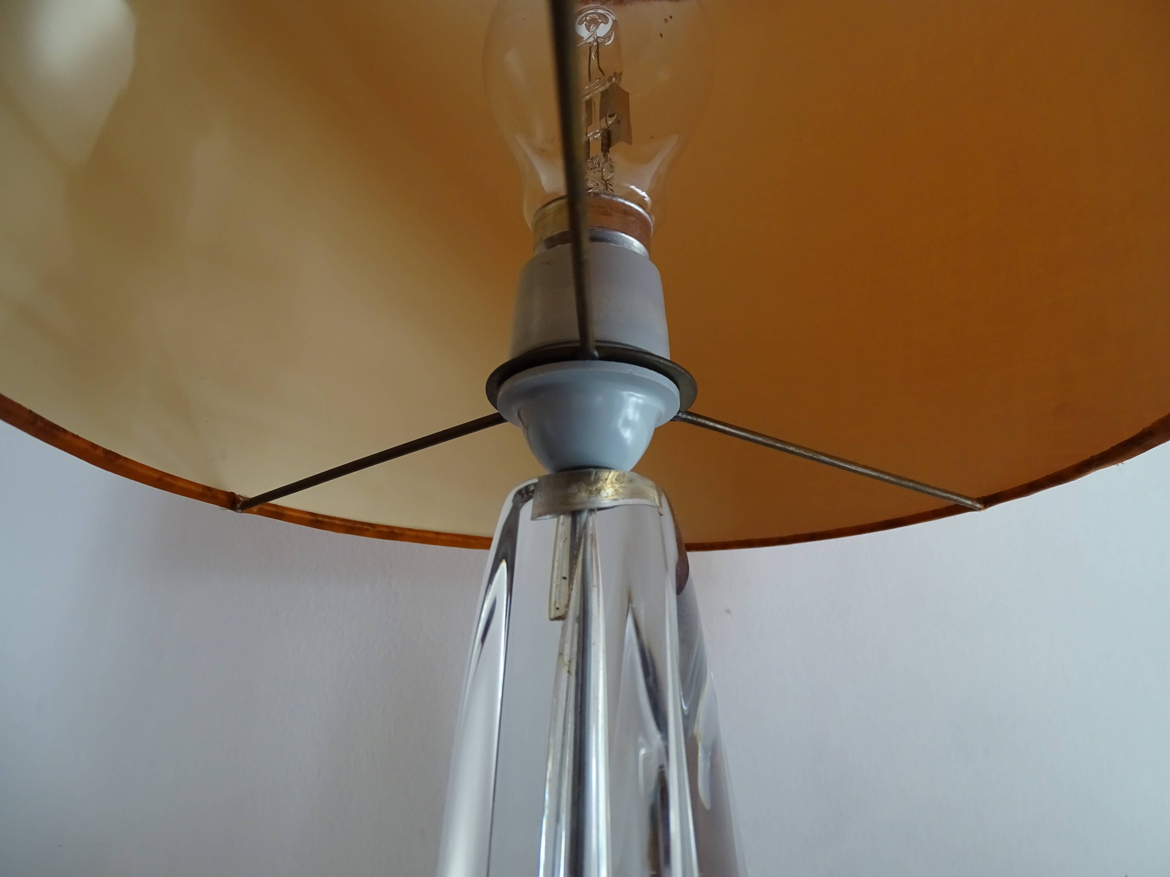 Daum France 1960 crystal lamp signed and labeled - 46 cm