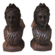 Antique Cast Iron Andirons: Bust of a Starry Woman