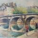 Engraving painting of the Pont Neuf in Paris, 50s