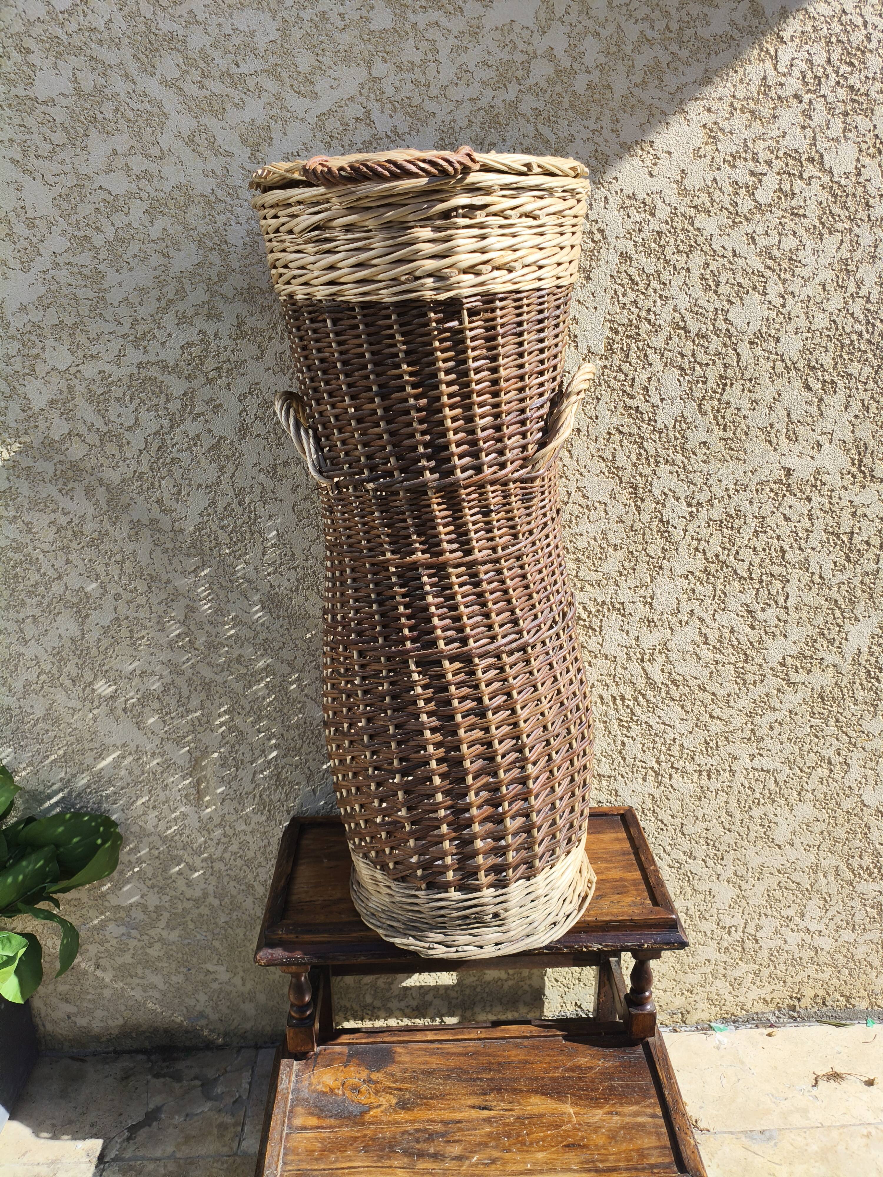 Large Two-Tone Wicker Basket