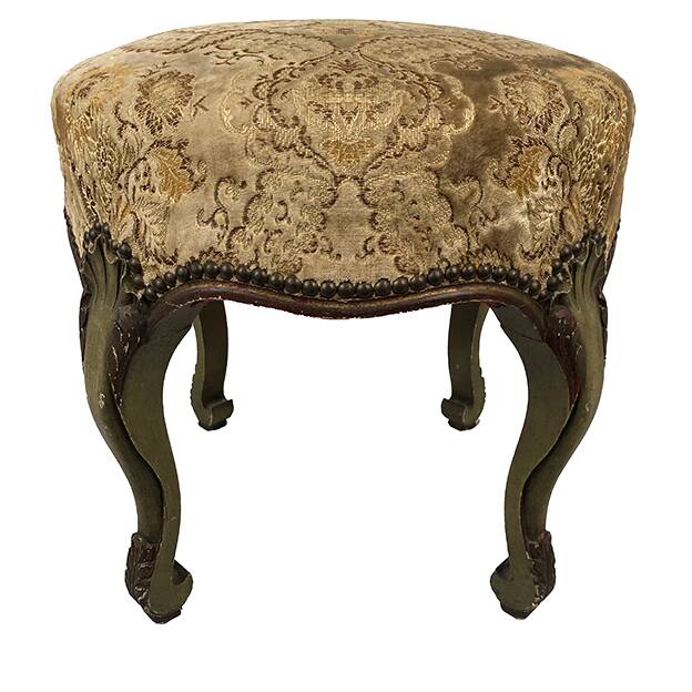 Green lacquered wood stool