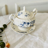 Old English porcelain sugar bowl Myott Staffordshire blue exotic birds decor