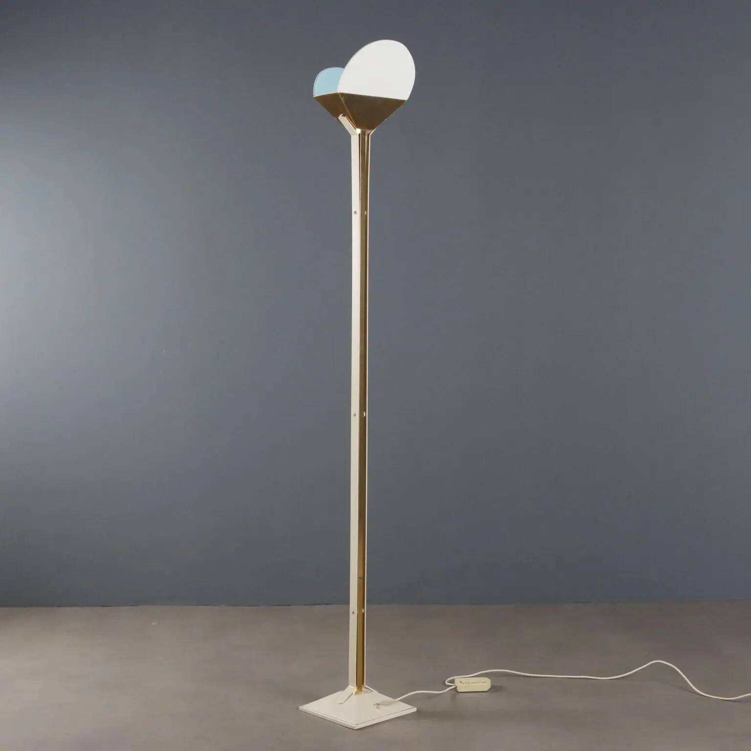 Vintage aluminium and glass floor lamp, Italian design, 1980s.