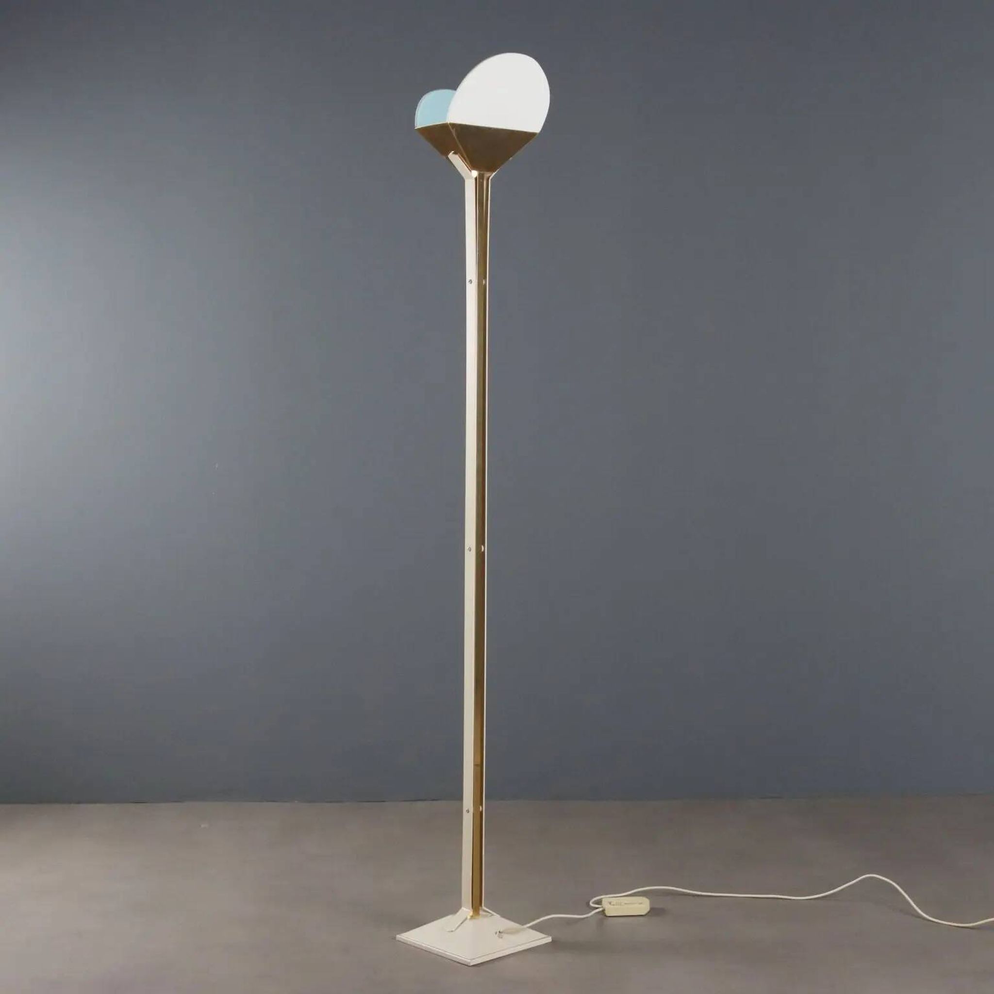 Vintage aluminium and glass floor lamp, Italian design, 1980s.