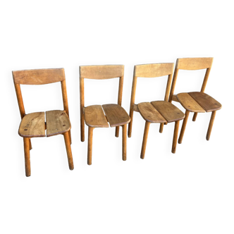 Set of 4 coffee bean chairs Pierre Gautier Delaye style