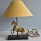 Brass and wood horse lamp