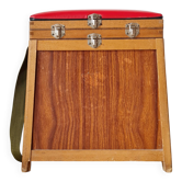 Old fisherman's chest, vintage workshop stool