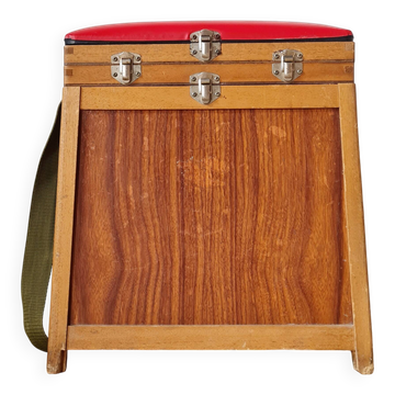 Old fisherman's chest, vintage workshop stool