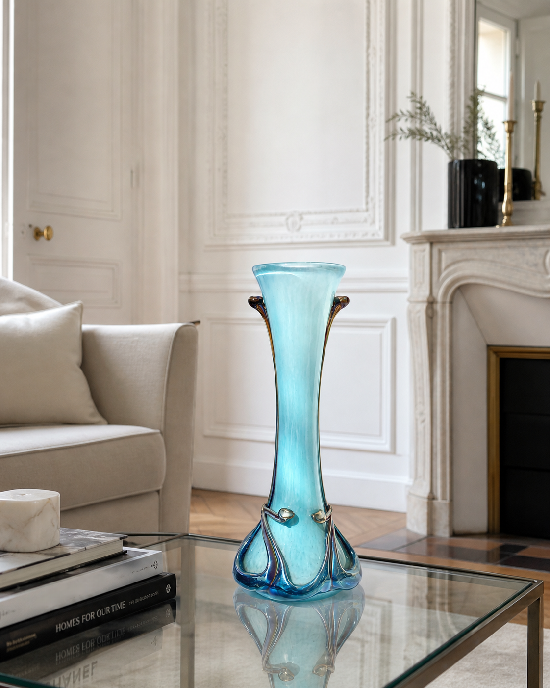 Biot vase, blown glass, signed Silice Création JM Operto.