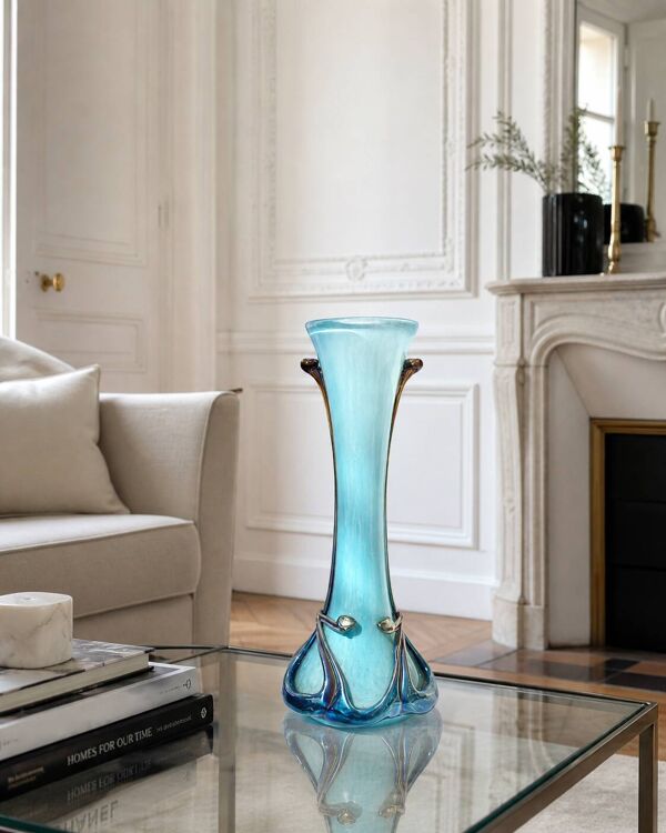 Vase biot verre soufflé signé silice création JM Operto