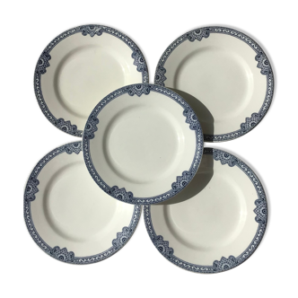 5 Plates dessert Terre de Fer Salins Jumièges navy blue