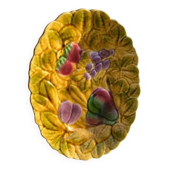 Vintage Sarreguemines majolica oval dish