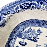 Old Rectangular Hollow Dish In English Earthenware 19th Chinese Decor Blue Willow