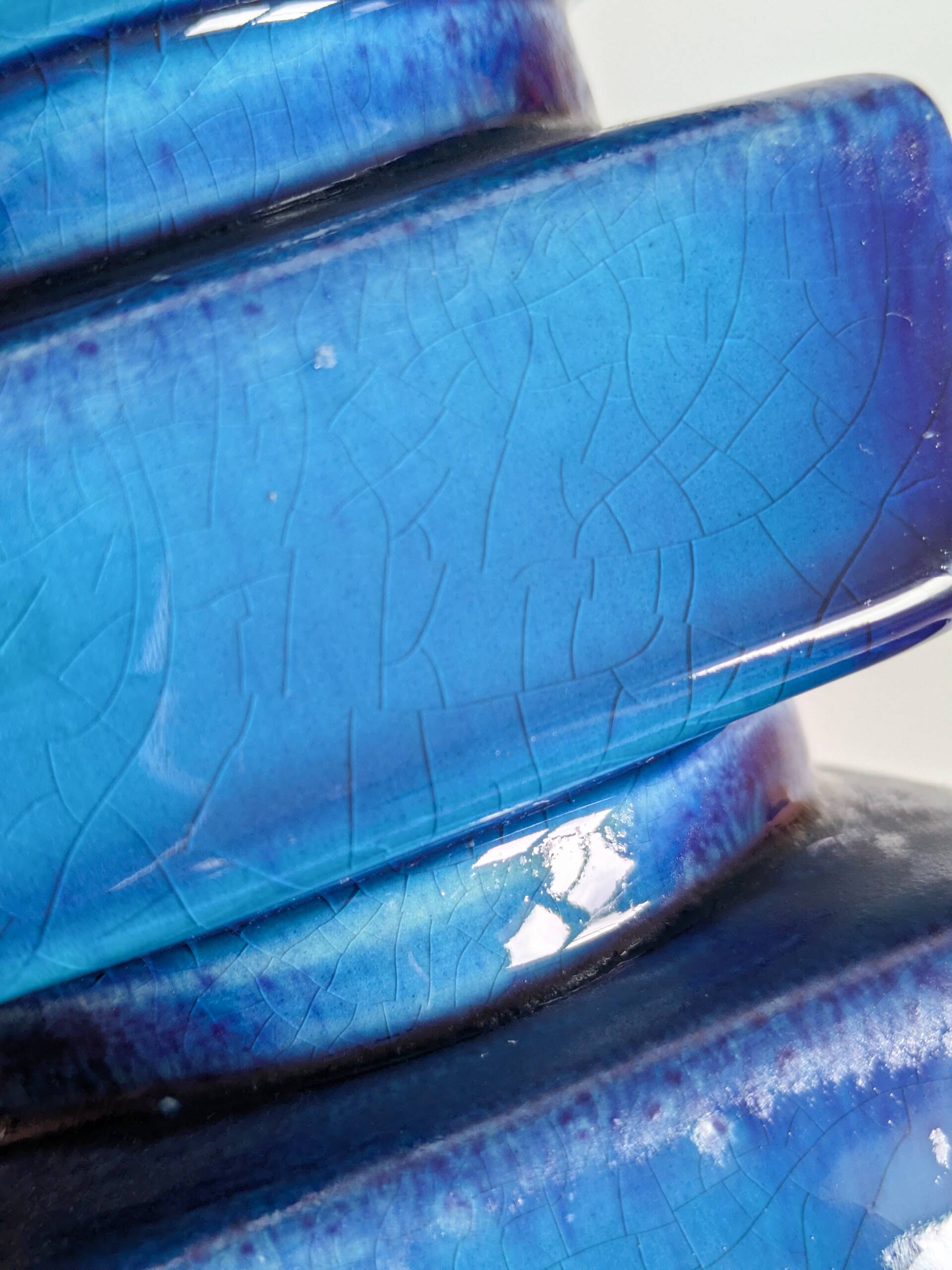 Cari Zalloni vase for Steuler, model 5101, Blue Space Age Ceramic