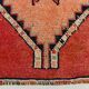 Pomegranate Red & Navy Blue Vintage Runner Rug, Geometric Pattern Runner