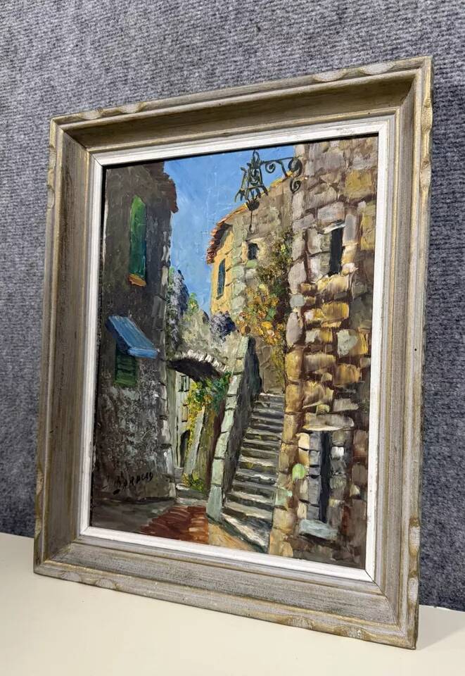J. Baracco: oil on panel, rue du Sud de la France, circa 1940